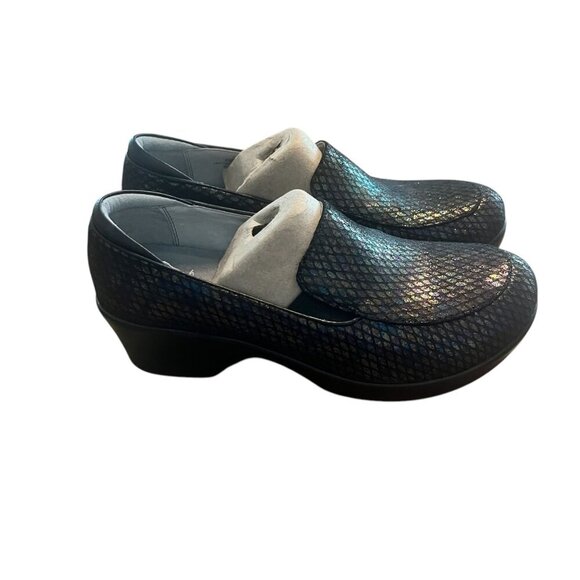 Alegria Womens Black Iridescent Slip-On Loafers  Emma Wedge Clogs Size 39 Size 9 - Picture 2 of 10